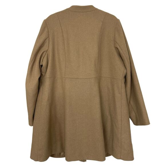 Ellos Camel Wool Blend A-Line Swing Coat Women’s Plus 20 Minimalist Winter Coat - Picture 3 of 15